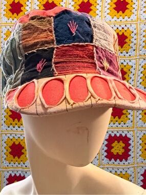 Patchwork Boho Hat Scrap Stitched Fabric Women’s Color Block